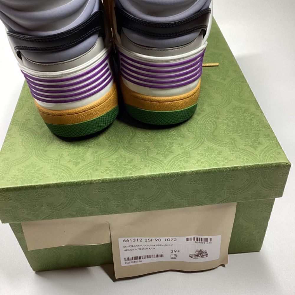 Gucci Evolution Basket High-Top Sneakers Black White Purple Size EU 39.5 - Picture 15 of 17